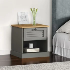 Mesita de noche VIGO madera maciza de pino gris 42x35x42 cm de vidaXL, Mesitas de noche - Ref: Foro24-353156, Precio: 41,59 €...