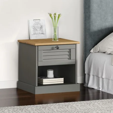 Mesita de noche VIGO madera maciza de pino gris 42x35x42 cm de vidaXL, Mesitas de noche - Ref: Foro24-353156, Precio: 41,59 €...