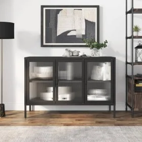 Black glass and steel sideboard 105x35x70 cm by vidaXL, Sideboards - Ref: Foro24-353002, Price: 242,04 €, Discount: %