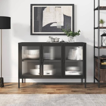 Aparador de vidrio y acero negro 105x35x70 cm de vidaXL, Aparadores - Ref: Foro24-353002, Precio: 232,38 €, Descuento: %