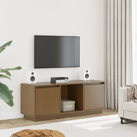 Mueble para TV madera maciza de pino marrón miel 110,5x35x44 cm en Muebles TV | Comprar online en Foru.es