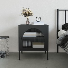 Mesita de noche vidrio y acero negro 50x35x60 cm de vidaXL, Mesitas de noche - Ref: Foro24-352997, Precio: 102,68 €, Descuent...