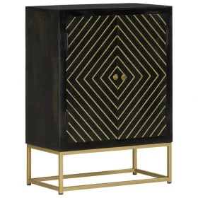 Sideboard with 2 black and gold mango wood doors 55x30x75 cm by vidaXL, Sideboards - Ref: Foro24-352042, Price: 230,40 €, Dis...