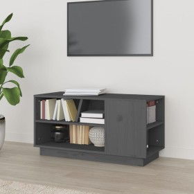 Mueble de TV madera maciza de pino gris 80x35x40,5 cm en Muebles TV | Comprar online en Foru.es