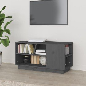 Mueble de TV madera maciza de pino gris 80x35x40,5 cm en Muebles TV | Comprar online en Foru.es
