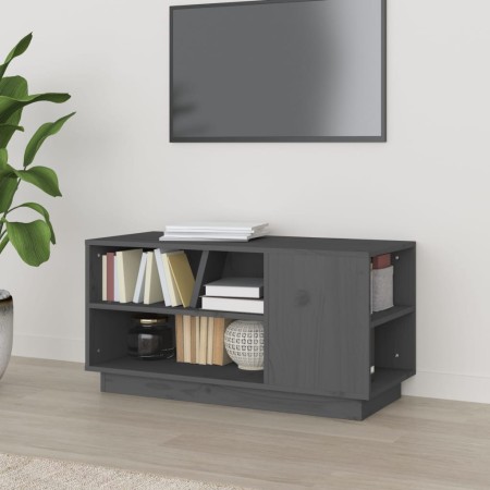 Mueble de TV madera maciza de pino gris 80x35x40,5 cm en Muebles TV | Comprar online en Foru.es
