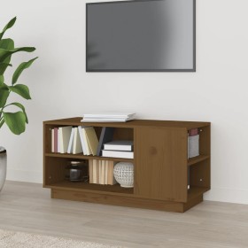 Mueble de TV madera maciza de pino marrón miel 80x35x40,5 cm en Muebles TV | Comprar online en Foru.es
