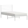 Metal bed frame with white headboard 90x200 cm by vidaXL, Beds and slatted bases - Ref: Foro24-352361, Price: 61,61 €, Discou...