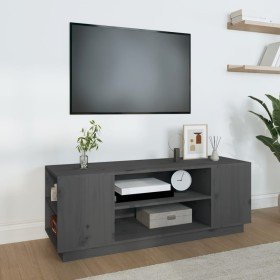 Mueble de TV madera maciza de pino gris 110x35x40,5 cm en Muebles TV | Comprar online en Foru.es