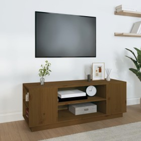 Mueble de TV madera maciza de pino marrón miel 110x35x40,5 cm en Muebles TV | Comprar online en Foru.es