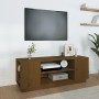 Mueble de TV madera maciza de pino marrón miel 110x35x40,5 cm en Muebles TV | Comprar online en Foru.es