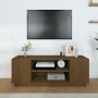 Mueble de TV madera maciza de pino marrón miel 110x35x40,5 cm en Muebles TV | Comprar online en Foru.es