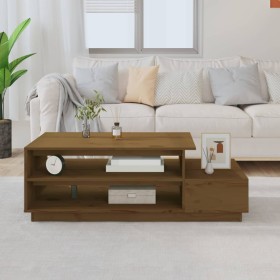 Mesa de centro madera maciza de pino marrón miel 120x50x40,5 cm en Mesas de centro | Comprar online en Foru.es