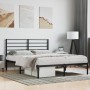 Estructura de cama con cabecero metal negro 140x190 cm de vidaXL, Camas y somieres - Ref: Foro24-352319, Precio: 93,07 €, Des...