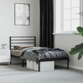 Estructura de cama con cabecero metal negro 75x190 cm de vidaXL, Camas y somieres - Ref: Foro24-352309, Precio: 57,50 €, Desc...
