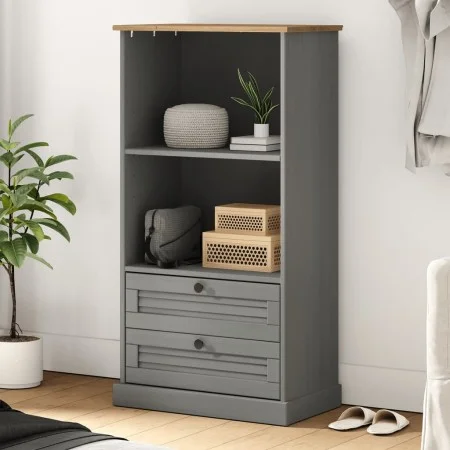 Librería VIGO madera maciza de pino gris 60x35x114,5 cm de vidaXL, Librerías y estanterías - Ref: Foro24-353186, Precio: 132,...