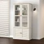 Armario con vitrina VIGO madera maciza pino blanco 85x35x170 cm de vidaXL, Librerías y estanterías - Ref: Foro24-353194, Prec...