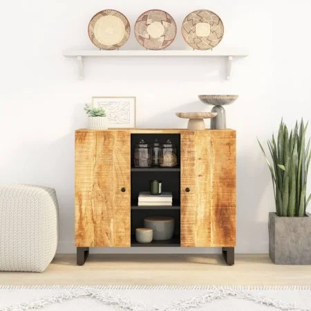 Aparador con 2 puertas madera maciza de mango 90x33x75 cm de vidaXL, Aparadores - Ref: Foro24-352925, Precio: 196,64 €, Descu...