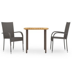 Set de comedor de jardín 3 pzas ratán sintético marrón en Conjuntos de jardín | Comprar online en Foru.es
