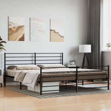 Estructura de cama cabecero y estribo metal negro 200x200 cm de vidaXL, Camas y somieres - Ref: Foro24-352344, Precio: 129,88...