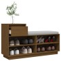 Mueble zapatero de madera maciza pino marrón miel 110x34x61 cm en Zapateros y organizadores de calzado | Comprar online en Foru.