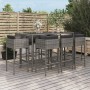 Mesa y taburetes altos jardín 9 pzas y cojines ratán PE gris de vidaXL, Conjuntos de jardín - Ref: Foro24-3200654, Precio: 73...