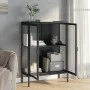 Aparador alto vidrio y acero negro 75x35x105 cm de vidaXL, Aparadores - Ref: Foro24-353003, Precio: 190,07 €, Descuento: %