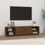 Mueble de TV madera maciza de pino marrón miel 156x40x40 cm en Muebles TV | Comprar online en Foru.es