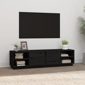 Mueble de TV madera maciza de pino negro 156x40x40 cm en Muebles TV | Comprar online en Foru.es