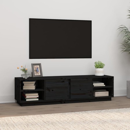 Mueble de TV madera maciza de pino negro 156x40x40 cm en Muebles TV | Comprar online en Foru.es