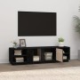 Mueble de TV madera maciza de pino negro 156x40x40 cm en Muebles TV | Comprar online en Foru.es