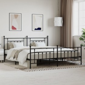 Estructura de cama cabecero y estribo metal negro 193x203cm de vidaXL, Camas y somieres - Ref: Foro24-353561, Precio: 125,68 ...