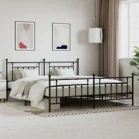 Estructura de cama cabecero y estribo metal negro 193x203cm de vidaXL, Camas y somieres - Ref: Foro24-353561, Precio: 123,99 ...