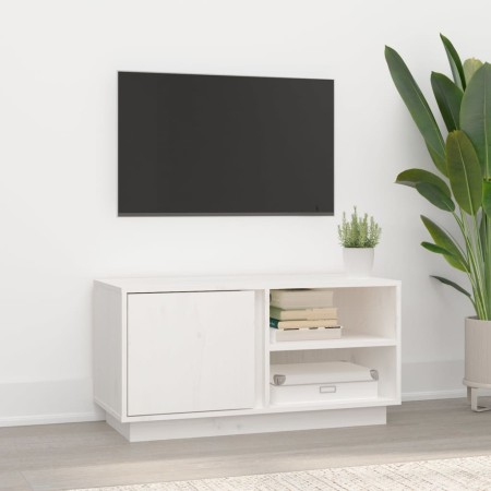 Mueble de TV madera maciza de pino blanco 80x35x40,5 cm en Muebles TV | Comprar online en Foru.es