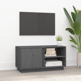 Mueble de TV madera maciza de pino gris 80x35x40,5 cm en Muebles TV | Comprar online en Foru.es