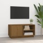 Mueble de TV madera maciza de pino marrón miel 80x35x40,5 cm en Muebles TV | Comprar online en Foru.es