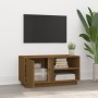 Mueble de TV madera maciza de pino marrón miel 80x35x40,5 cm en Muebles TV | Comprar online en Foru.es