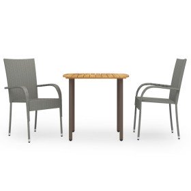 Set de comedor de jardín 3 pzas ratán sintético gris en Conjuntos de jardín | Comprar online en Foru.es