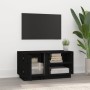 Mueble de TV madera maciza de pino negro 80x35x40,5 cm en Muebles TV | Comprar online en Foru.es