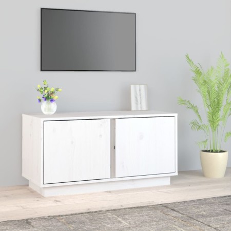Mueble de TV madera maciza de pino blanco 80x35x40,5 cm en Muebles TV | Comprar online en Foru.es