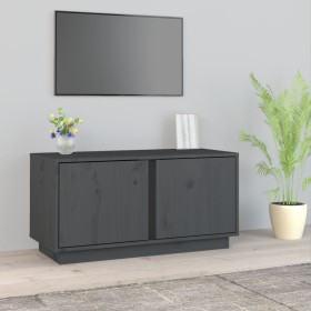 Mueble de TV madera maciza de pino gris 80x35x40,5 cm en Muebles TV | Comprar online en Foru.es