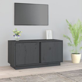 Mueble de TV madera maciza de pino gris 80x35x40,5 cm en Muebles TV | Comprar online en Foru.es