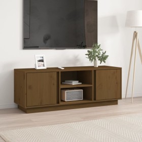 Mueble de TV madera maciza de pino marrón miel 110x35x40,5 cm en Muebles TV | Comprar online en Foru.es