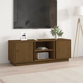 Mueble de TV madera maciza de pino marrón miel 110x35x40,5 cm en Muebles TV | Comprar online en Foru.es
