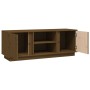 Mueble de TV madera maciza de pino marrón miel 110x35x40,5 cm en Muebles TV | Comprar online en Foru.es