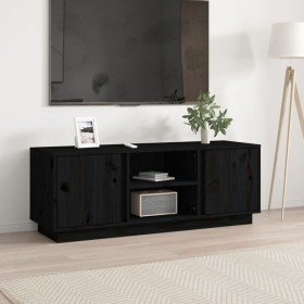 Mueble de TV madera maciza de pino negro 110x35x40,5 cm en Muebles TV | Comprar online en Foru.es