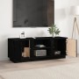 Mueble de TV madera maciza de pino negro 110x35x40,5 cm en Muebles TV | Comprar online en Foru.es