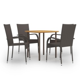 Set de muebles de comedor de jardín 5 piezas de ratán marrón en Conjuntos de jardín | Comprar online en Foru.es
