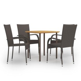 Set de muebles de comedor de jardín 5 piezas de ratán marrón en Conjuntos de jardín | Comprar online en Foru.es