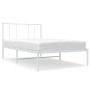 Estructura de cama de metal con cabecero blanco 100x190 cm de vidaXL, Camas y somieres - Ref: Foro24-352523, Precio: 61,83 €,...